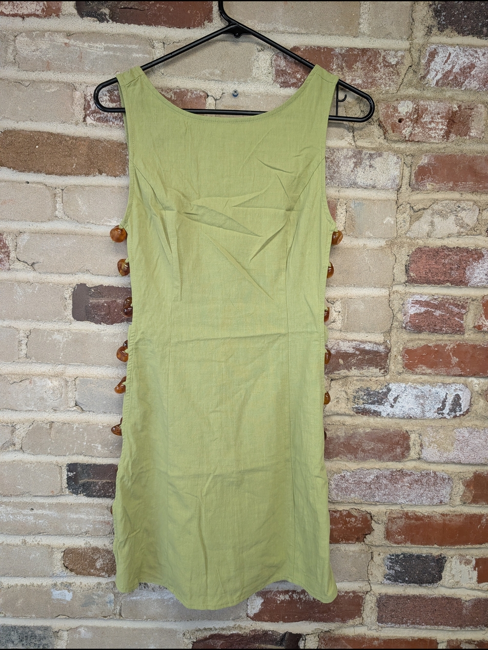 Sleeveless Light Green Button-Side Dress